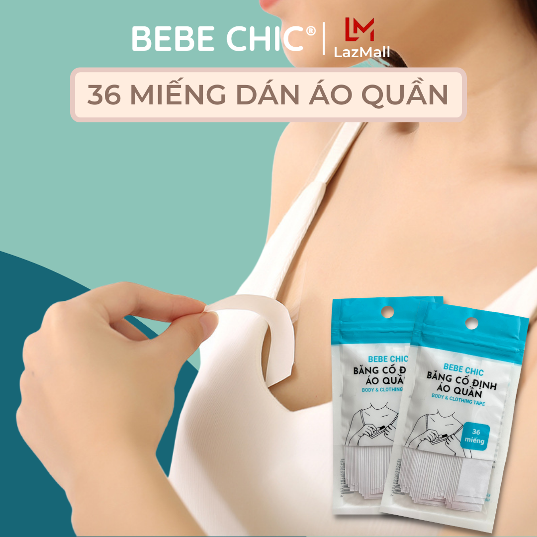 36 băng dính cố định quần áo BEBECHIC - Miếng dán chống lộ, hở ngực, vai áo unisex