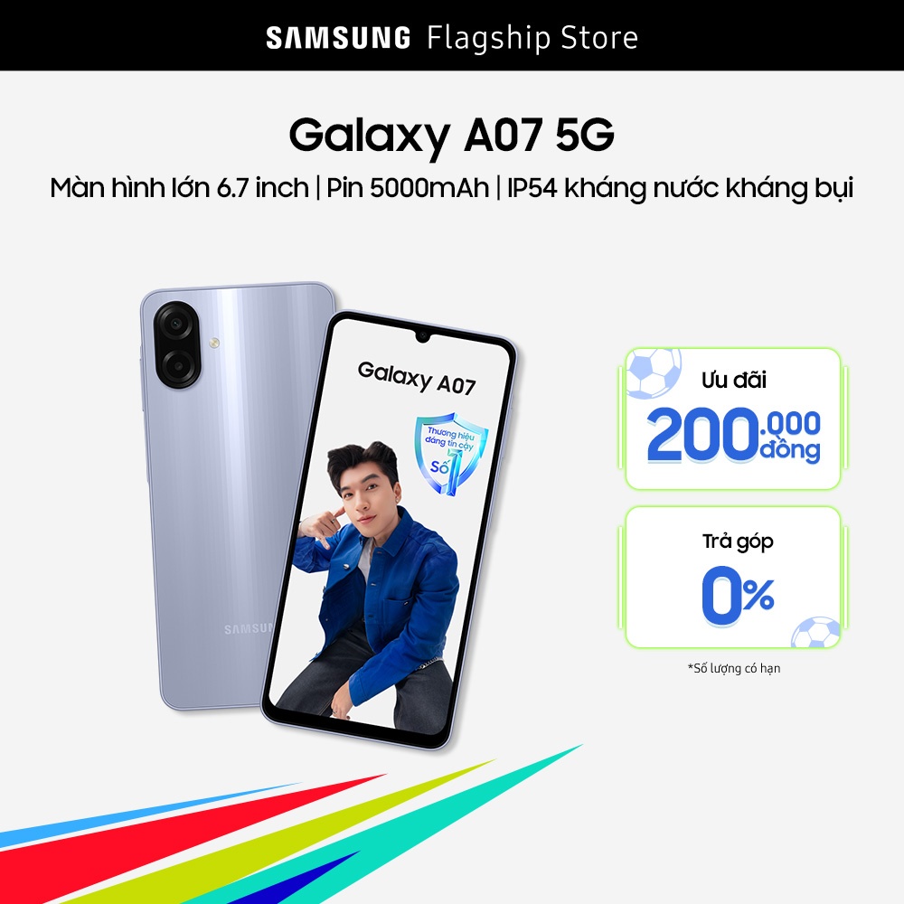 [SIÊU SALE GIỮA NĂM 20H 5-8.6] [QUÀ QUẤN KÈM HÀNG] [Củ sạc 25W] Điện thoại Samsung Galaxy A07 5G (4-128GB) - Hàng chính hãng