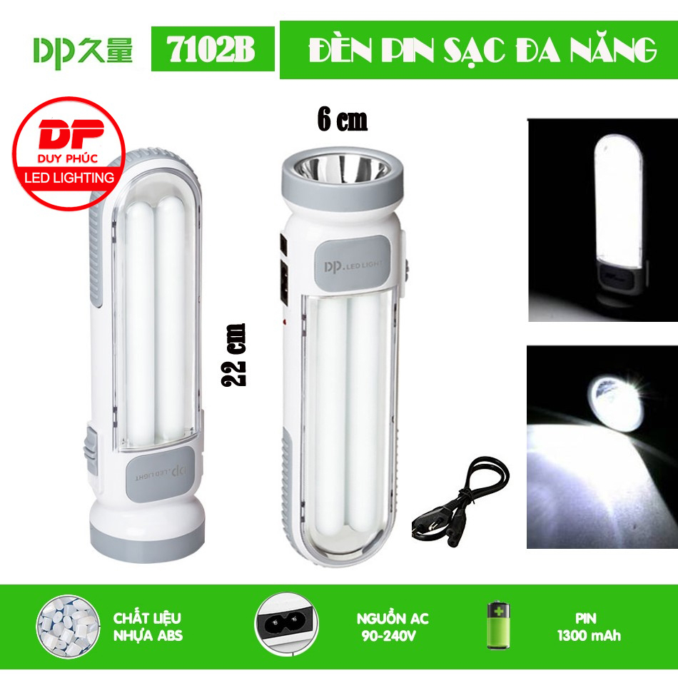 Đèn pin cầm tay ,đèn pin led sạc điện cao cấp 3 chế độ dp 7102b