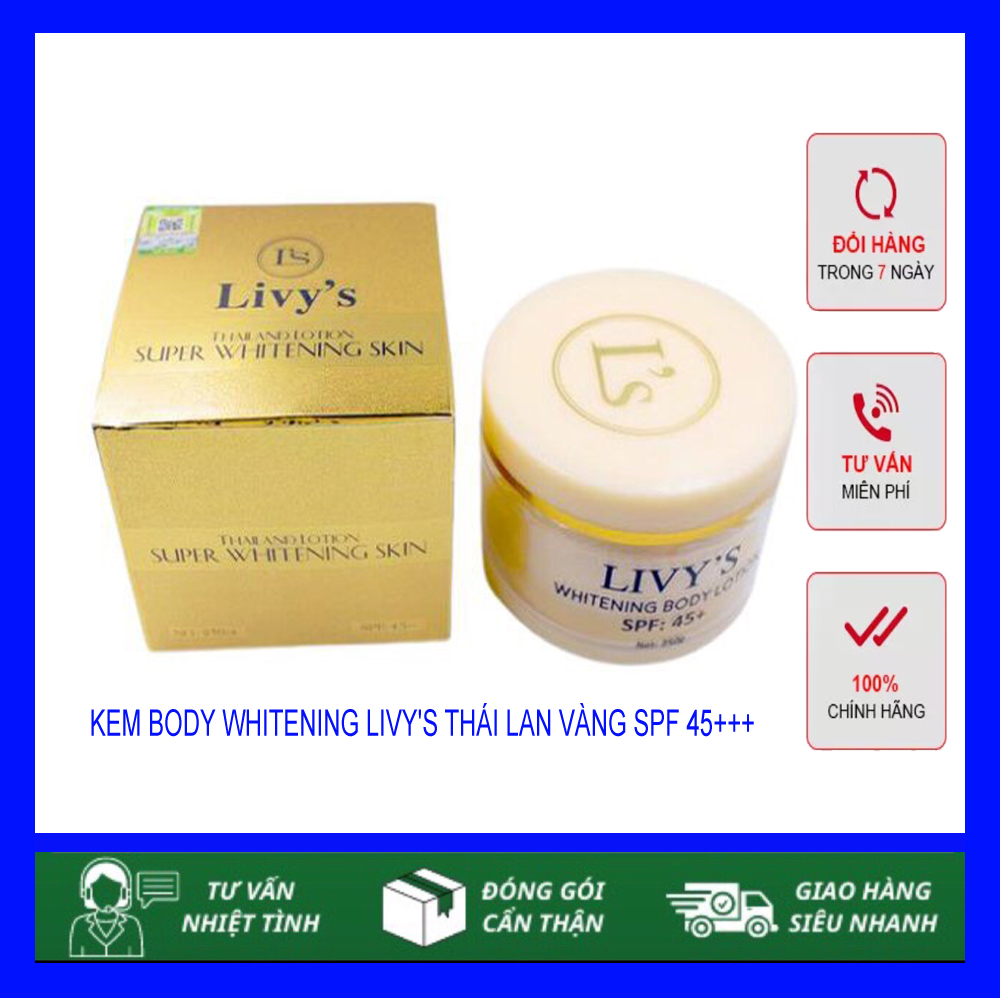 [Hàng Thái livy] KEM BODY WHITENING LIVY'S THÁI LAN VÀNG SPF 45+++, 250G