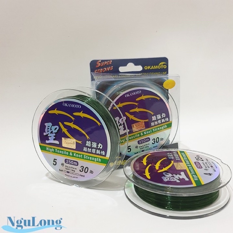 Dây cước câu cá nhật bản okamoto siêu bền 4 con cá cơm đủ size dài 250m