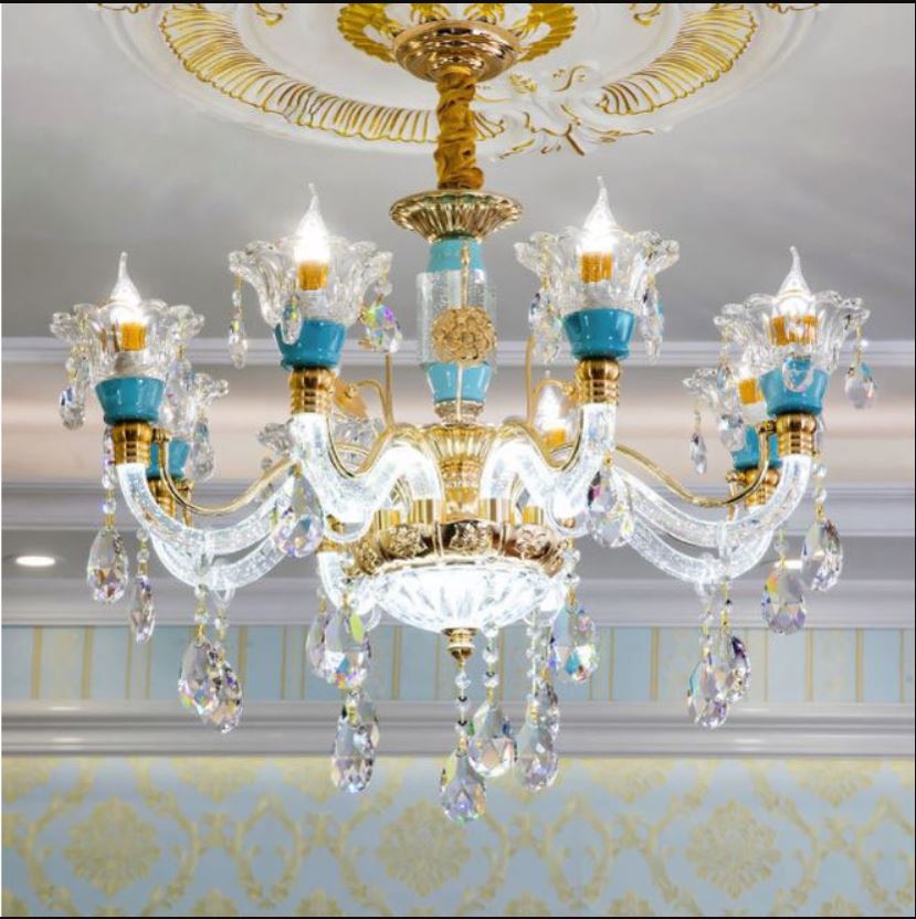 Đèn chùm SERA pha lê hiện đại trang trí nội thất sang trọng loại 15 tay - kèm bóng LED chuyên dụng