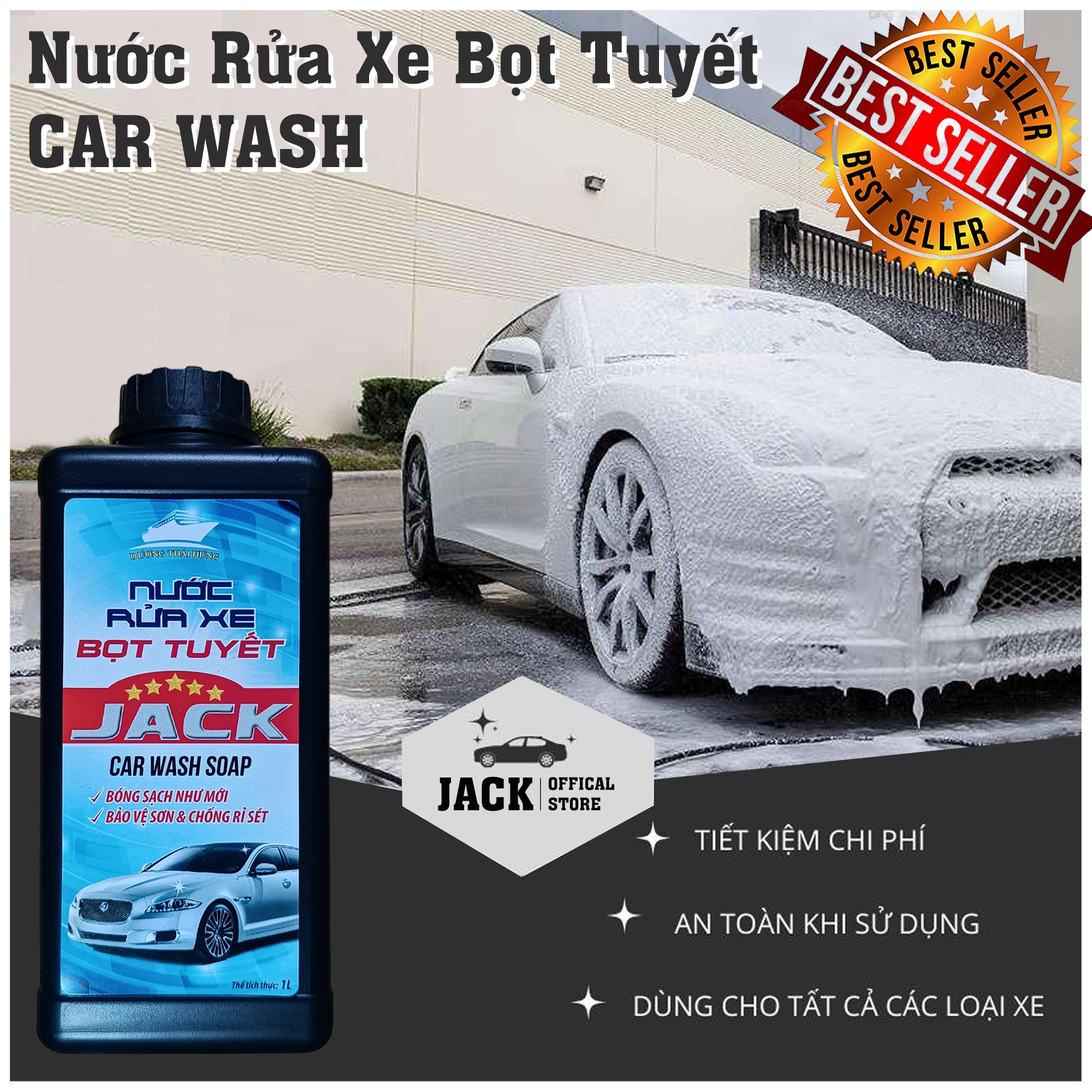 Nước rửa xe bọt tuyết không chạm siêu sạch; loại cao cấp siêu đậm đặc jack 1000ml