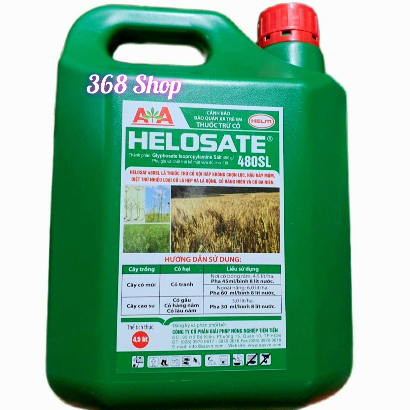 💎 Thuốc trừ cỏ Lưu Dẫn AAA HELO SATE 480SL Can 4,5 lít 💖 HELOSATE