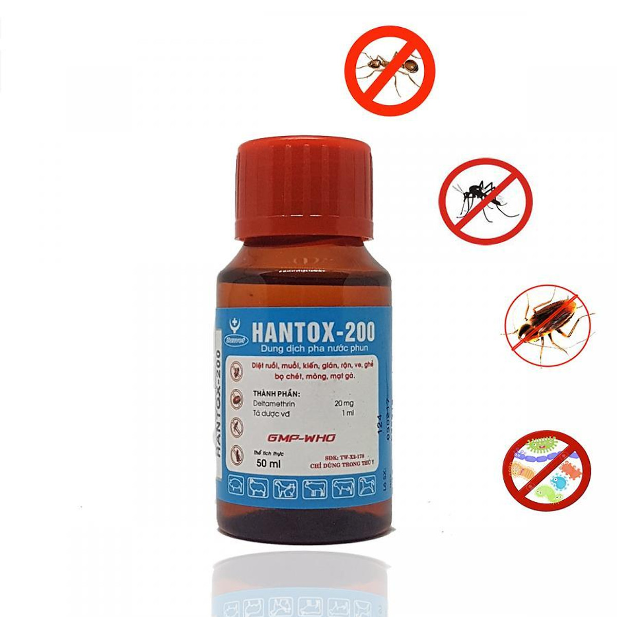 Hantoc 200 (50ml) - thuốc diệt côn trùng ruồi nhặng bọ chét bọ nhảy ve rận chó mèo