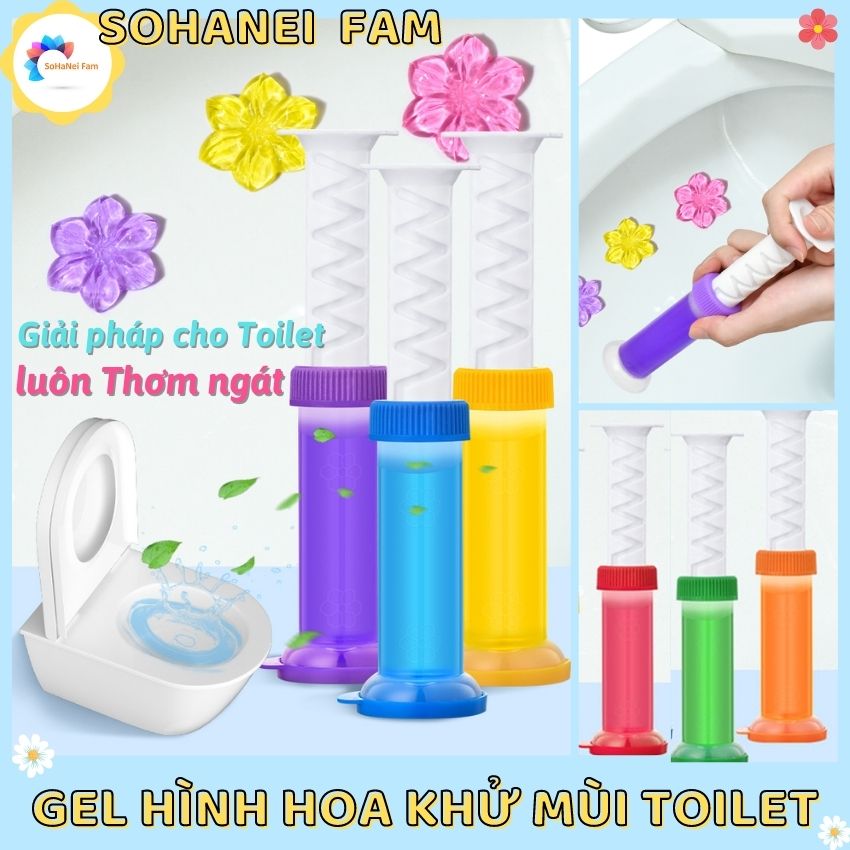 Gel khử mùi diệt khuẩn bồn cầu hình hoa hương thơm dễ chịu -sohanei fam -gel thơm khử mùi toilet gel tẩy bồn cầu