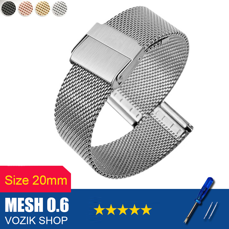 (size 20mm) Dây đồng hồ thép lưới Mesh PLAZAVN COMPANY cao cấp thép không gỉ