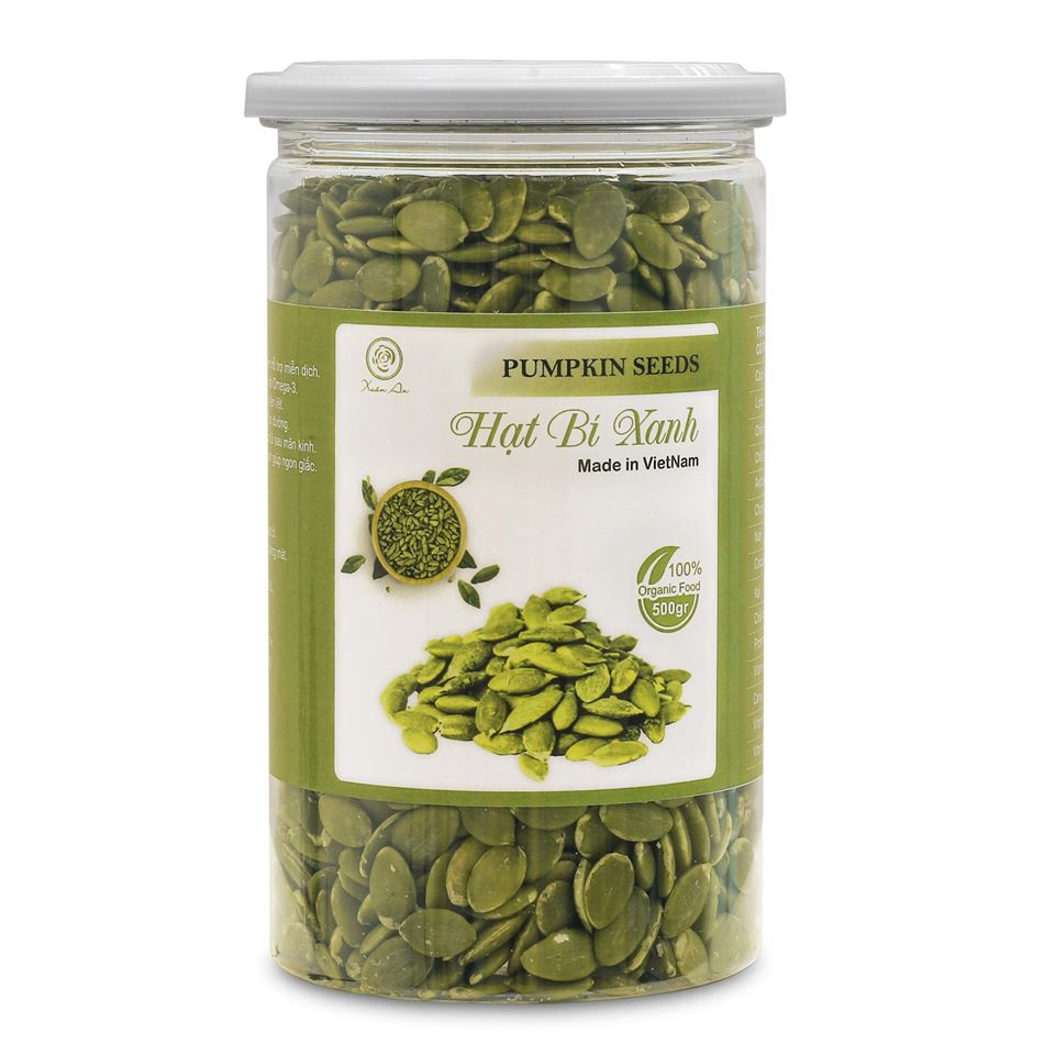 Hạt bí xanh - hạt bí xanh tách võ - hat bi xanh - hũ 500gr