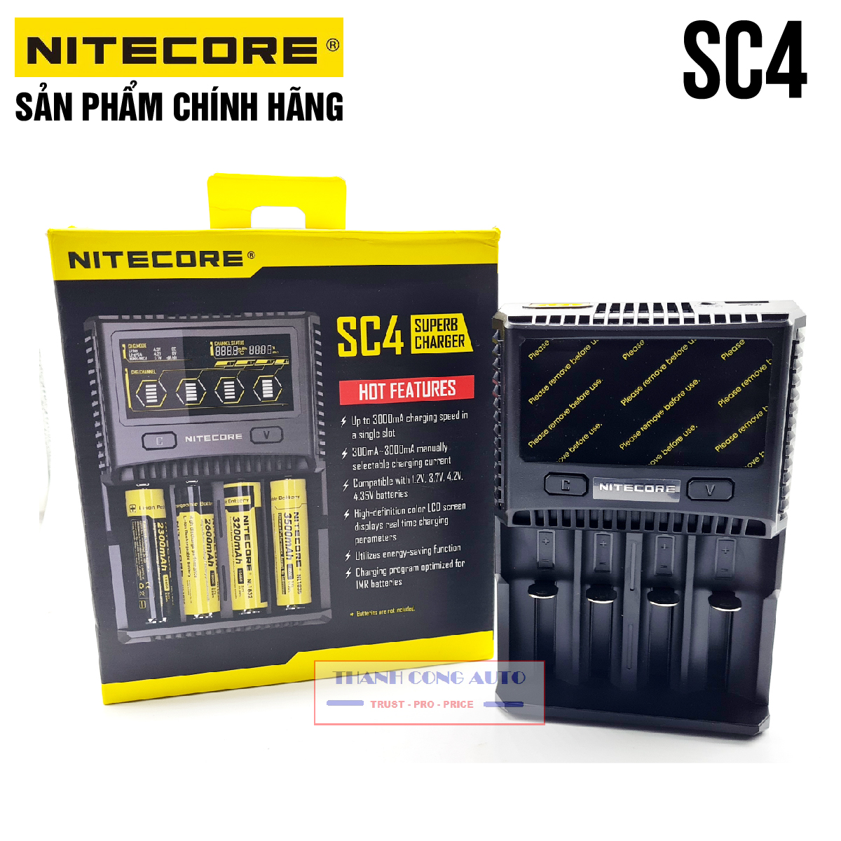 {Hàng chính hãng}  Bộ Sạc pin thông minh siêu nhanh 6A Nitecore SC4, hiển thị thông số pin