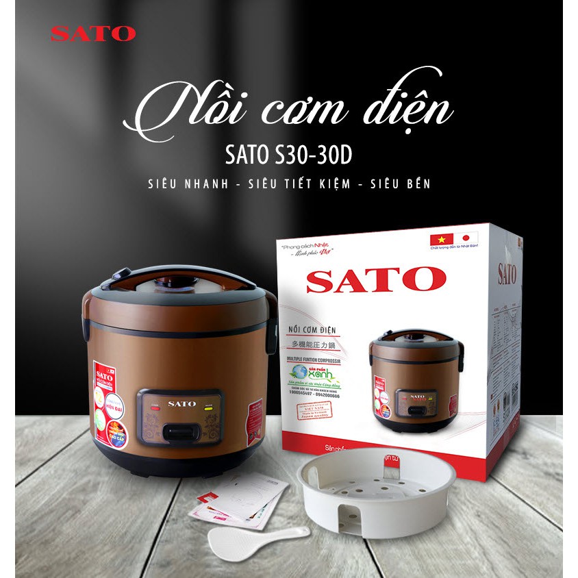 Nồi cơm điện Sato S30 - 30D 3.0l hàng bảo hành 12t, cam kết sản phẩm đúng mô tả, chất lượng đảm bảo
