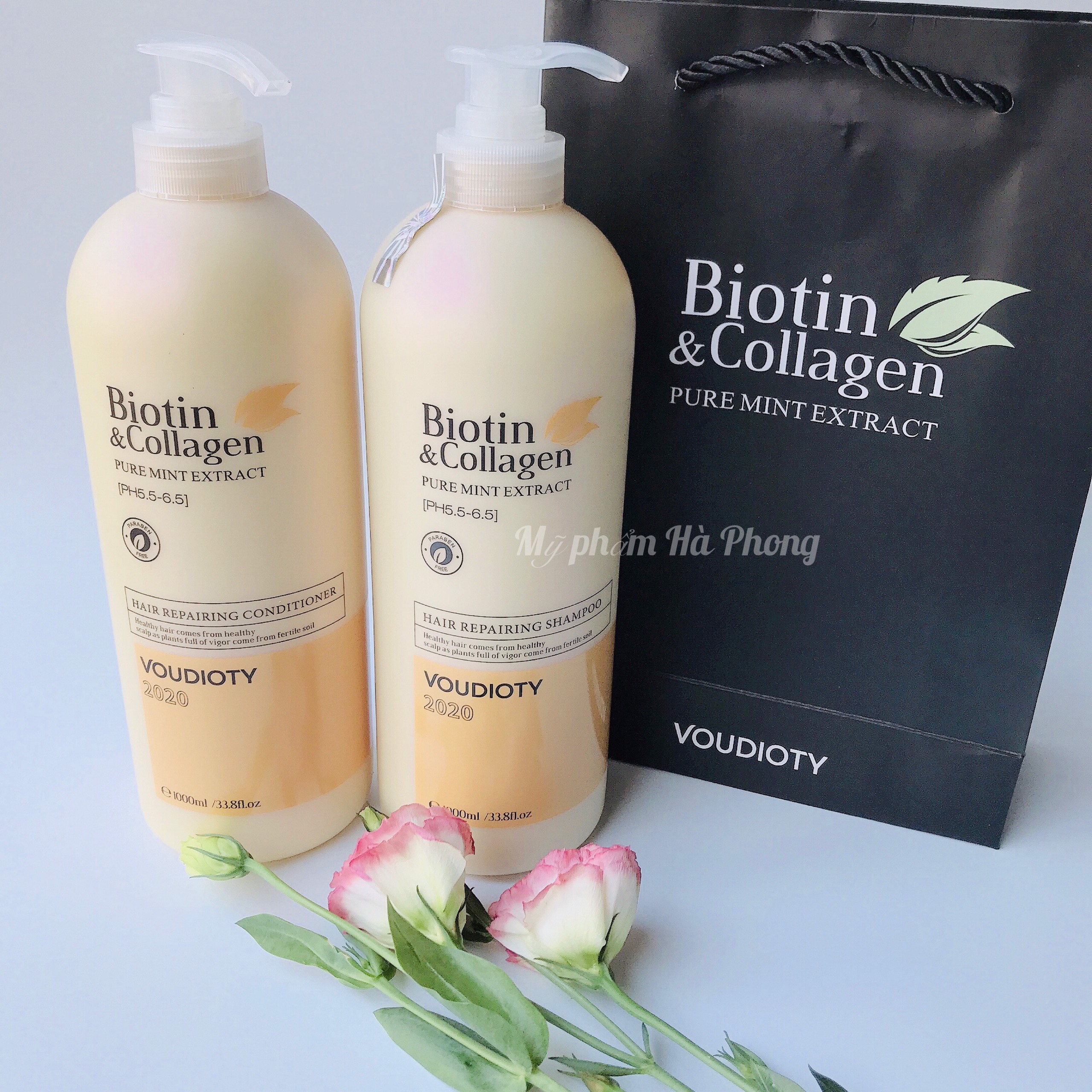 Cặp dầu gội xả biotin collagen1000ml giảm rụng tóc, kích mọc tóc, phục hồi tóc khô xơ hàng chính hãng