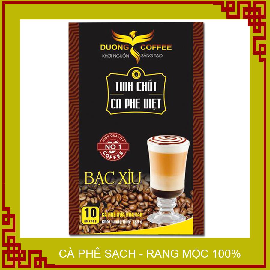 Cà phê Bạc Xỉu hòa tan tiện lợi uống liền, nguyên chất không hương liệu, ngọt ngào, đậm vị cà phê, béo ngậy, hộp 10gói x 180g , Dương cafe