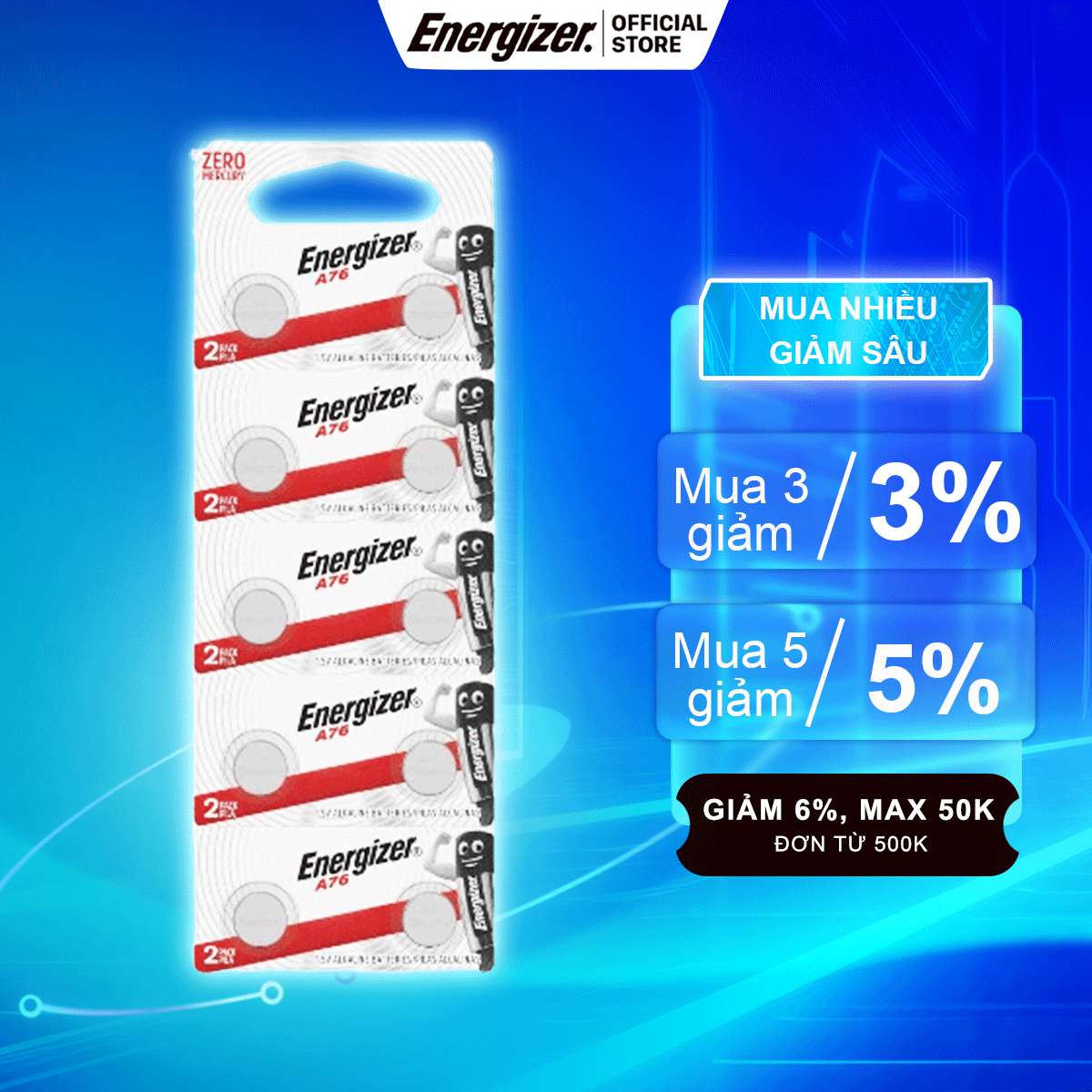 Pin energizer specialty a76 _1.5 volt - vỉ 10 viên - hàng chính hãng