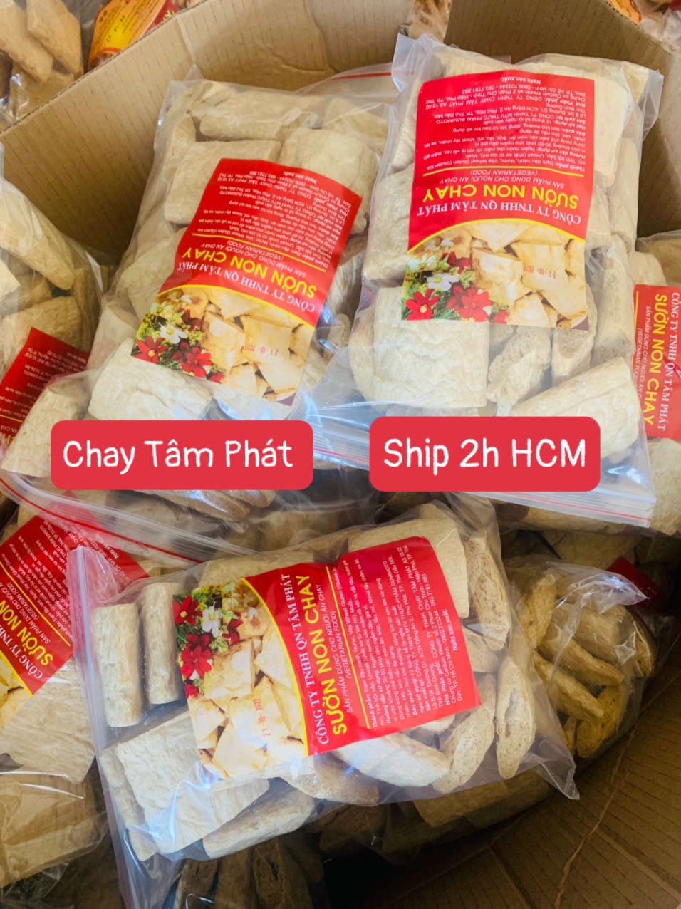  ❤ HCM  4kg SƯỜN NON CHAY TÂM PHÁT DÀY   4 bịch1 kg  