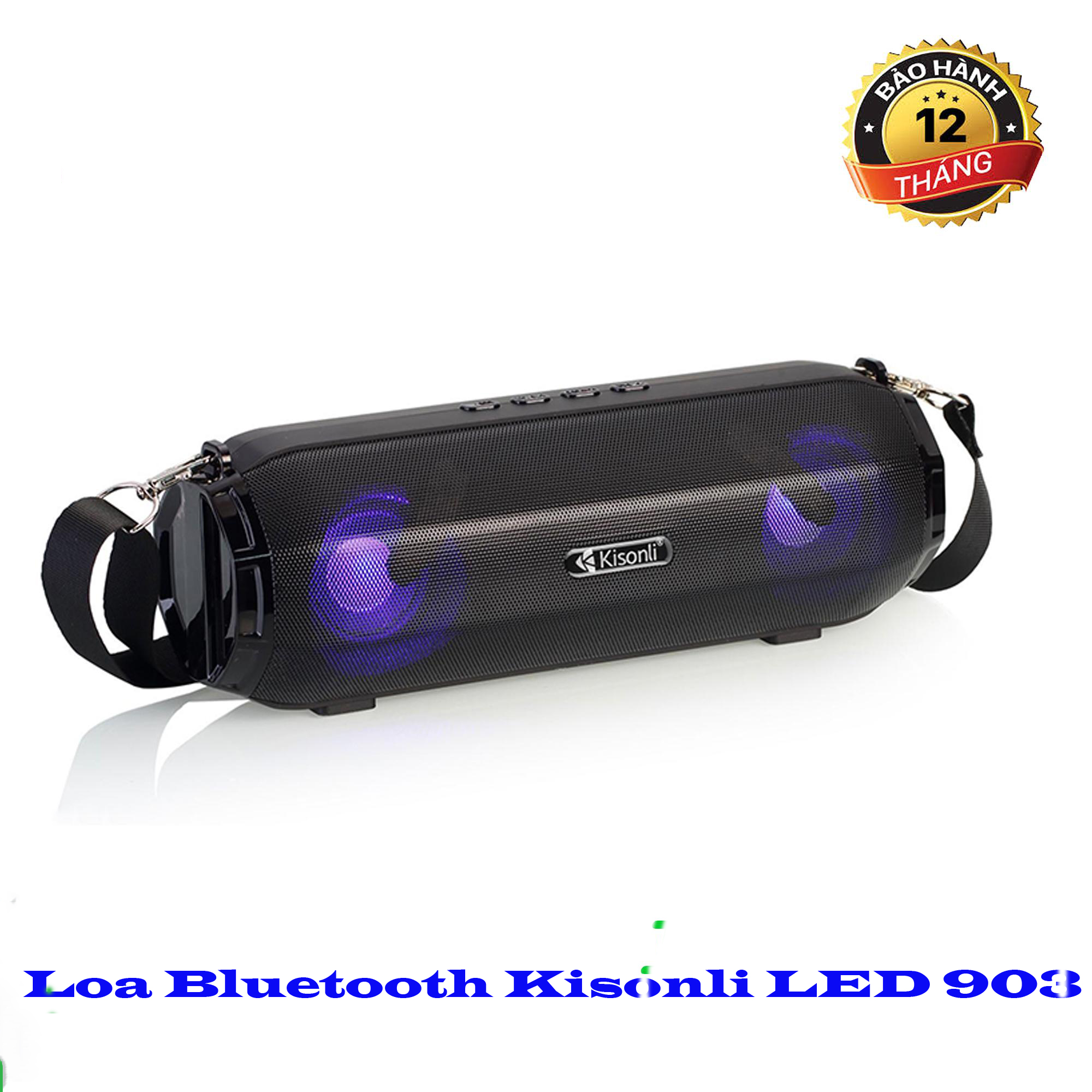 Loa bluetooth kisonli led-903 hifi speaker-tích hợp fm, tf-hỗ trợ kết nối cùng lúc 2 loa- đèn led đẹp-âm thanh sống động-kèm dây đeo