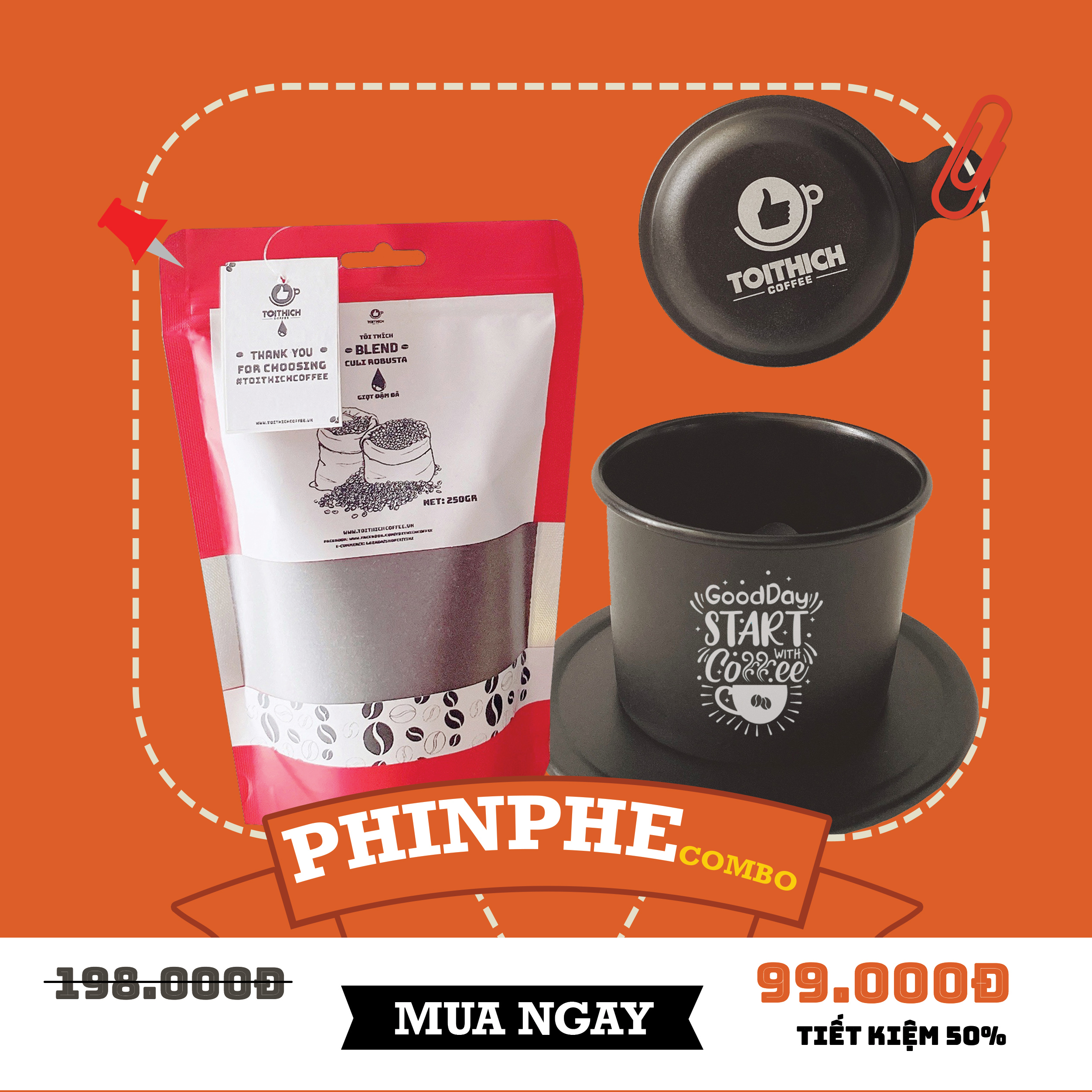 Combo phin cà phê/cà phê rang xay - siêu giảm giá