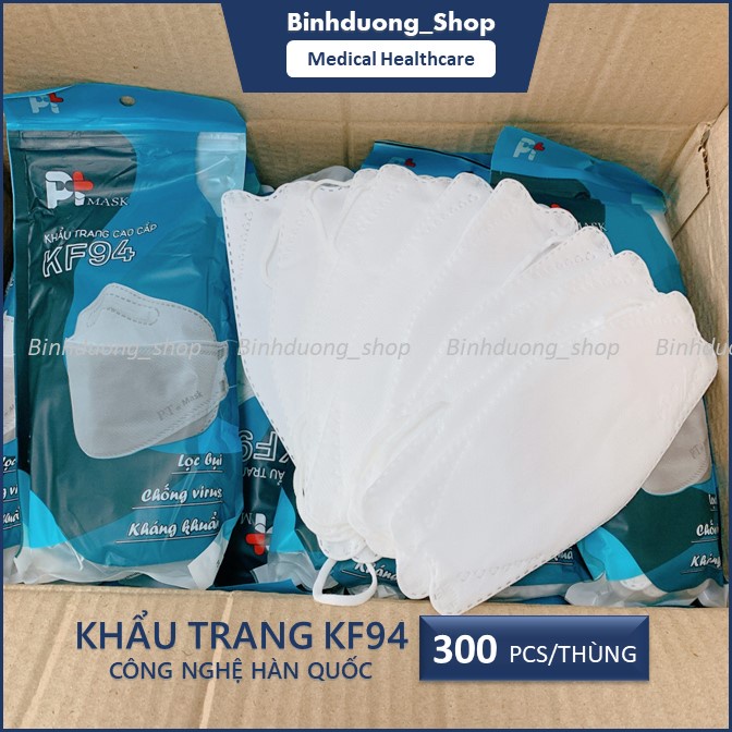 Khẩu trang kf94 thùng 300 cái | tách lẻ 100c, 200c pt mask sản xuất việt nam
