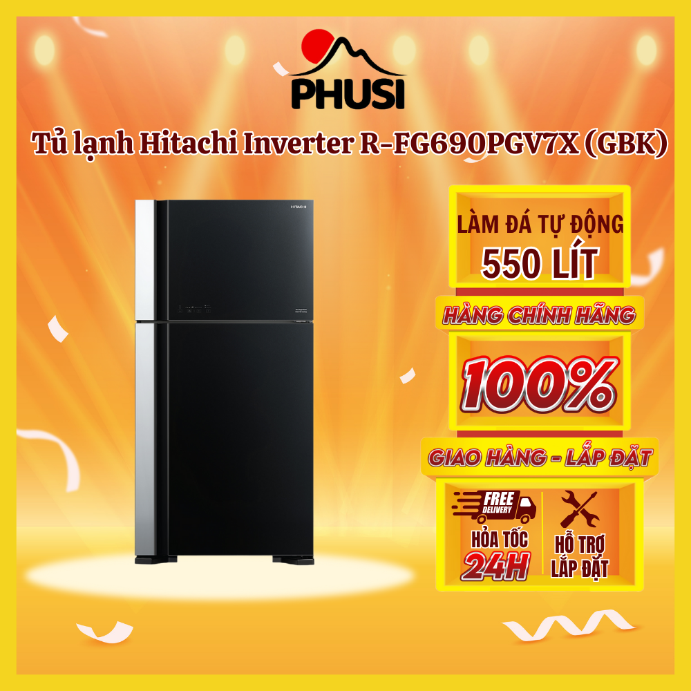 ✅trả góp 0% - tủ lạnh hitachi 550 lít r-fg690pgv7x - bảo hành 12 tháng - miễn phí vận chuyển hcm