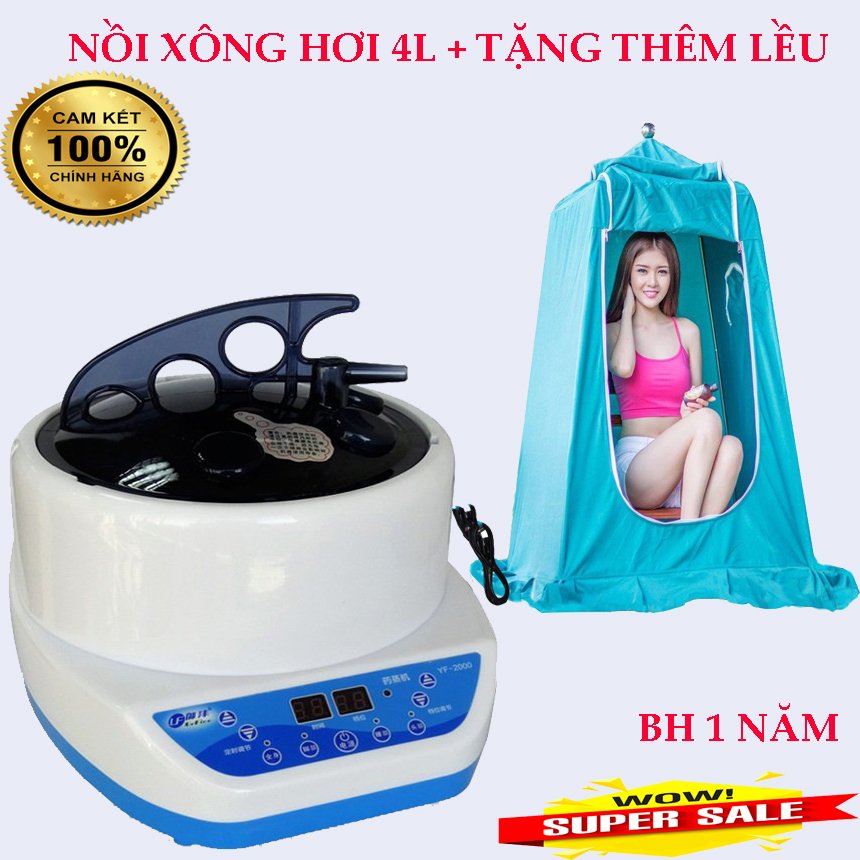 Nồi Xông Hơi Điện 4 Lít- Tặng Kèm Lều Xông Hơi- Công suất nồi tạo hơi: 2000W- Có nút điều chỉnh lượng hơi nhiều hay ít- Tiện Lợi- Gía Tốt- Bảo hành 12 Tháng