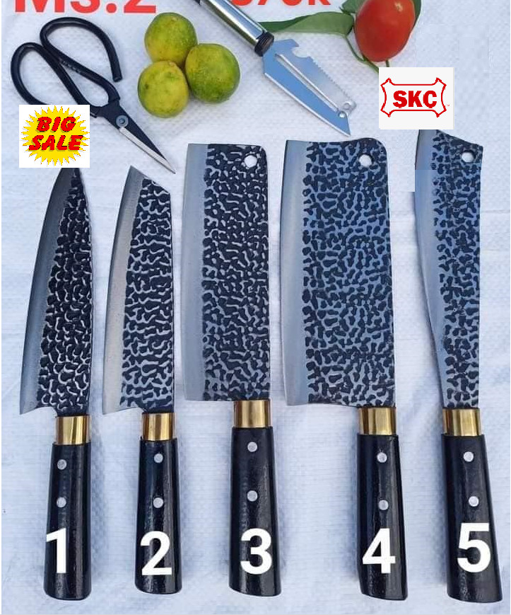 Dao, bộ dao nhà bếp,CS028,   Dao 7 món làm bằng thép nhíp ô tô, chuyên chặt xương, thái thịt, phát cây ( HÀNG XỊN) CAO CẤP