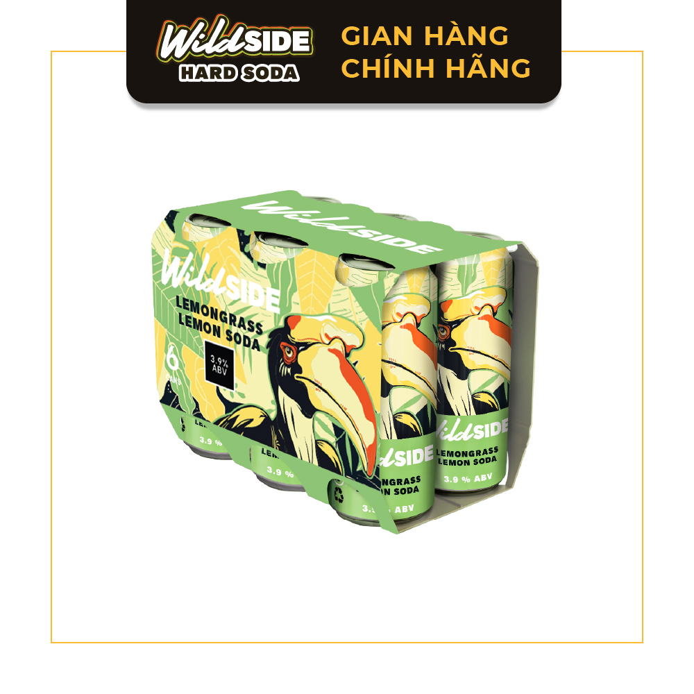 Wildside hard soda vị chanh sả 330ml x 6 lon