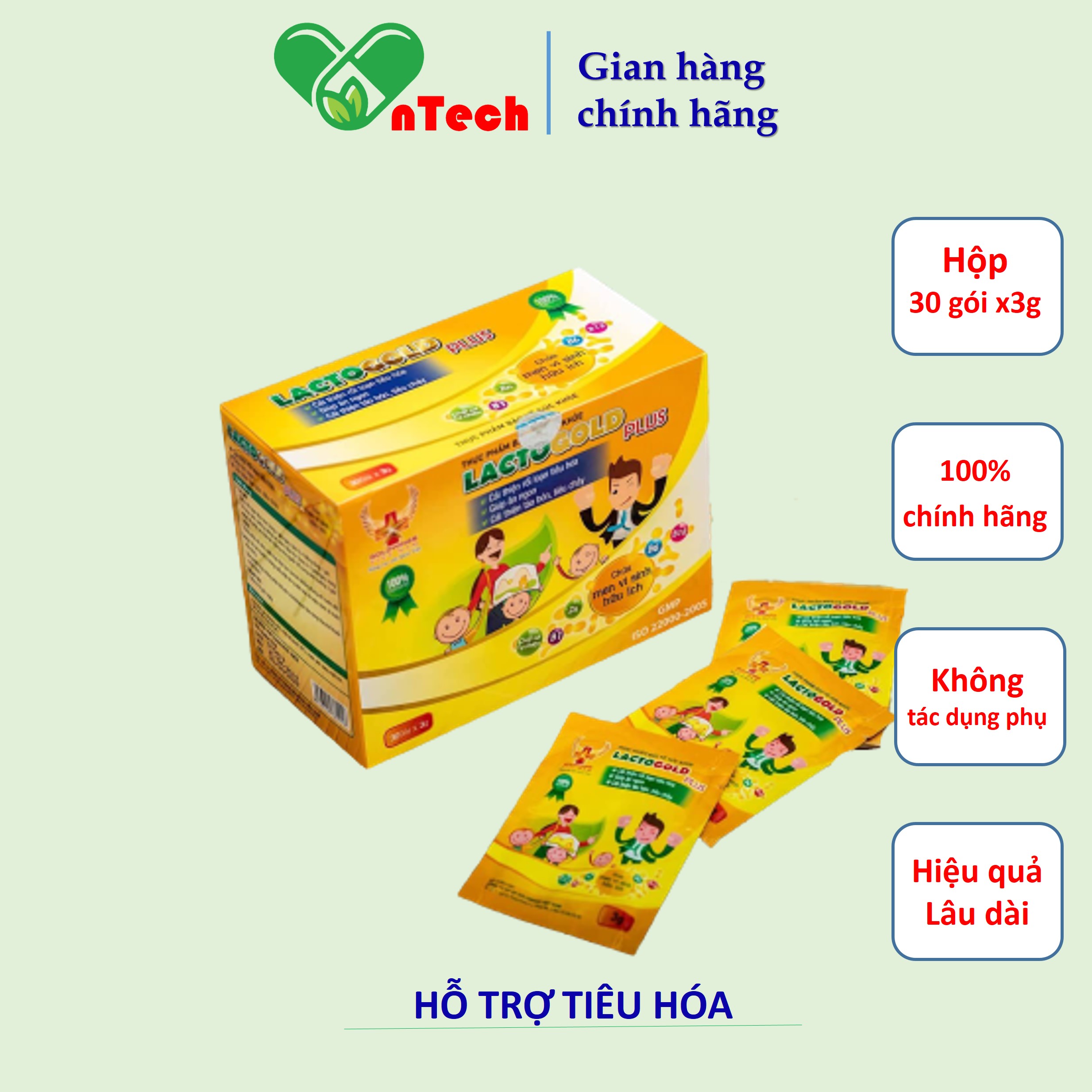 Men cốm tiêu hóa Goldwings LACTOGOLD plus cải thiện rối loạn tiêu hóa giúp ăn ngon tăng hấp thu dưỡng chất 30 gói x 3g