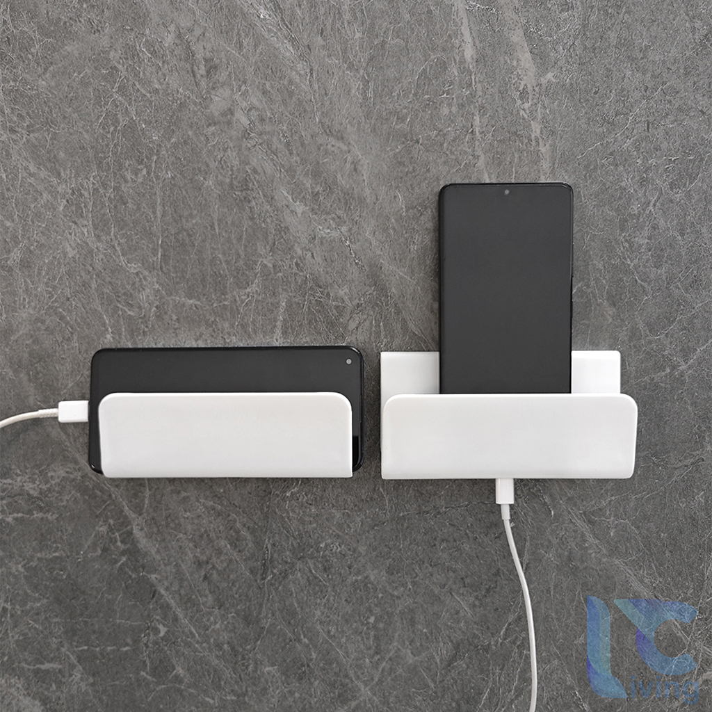 Giá đỡ điện thoại dán tường Living C, kệ đựng remote điều khiển có sẵn miếng dán tường