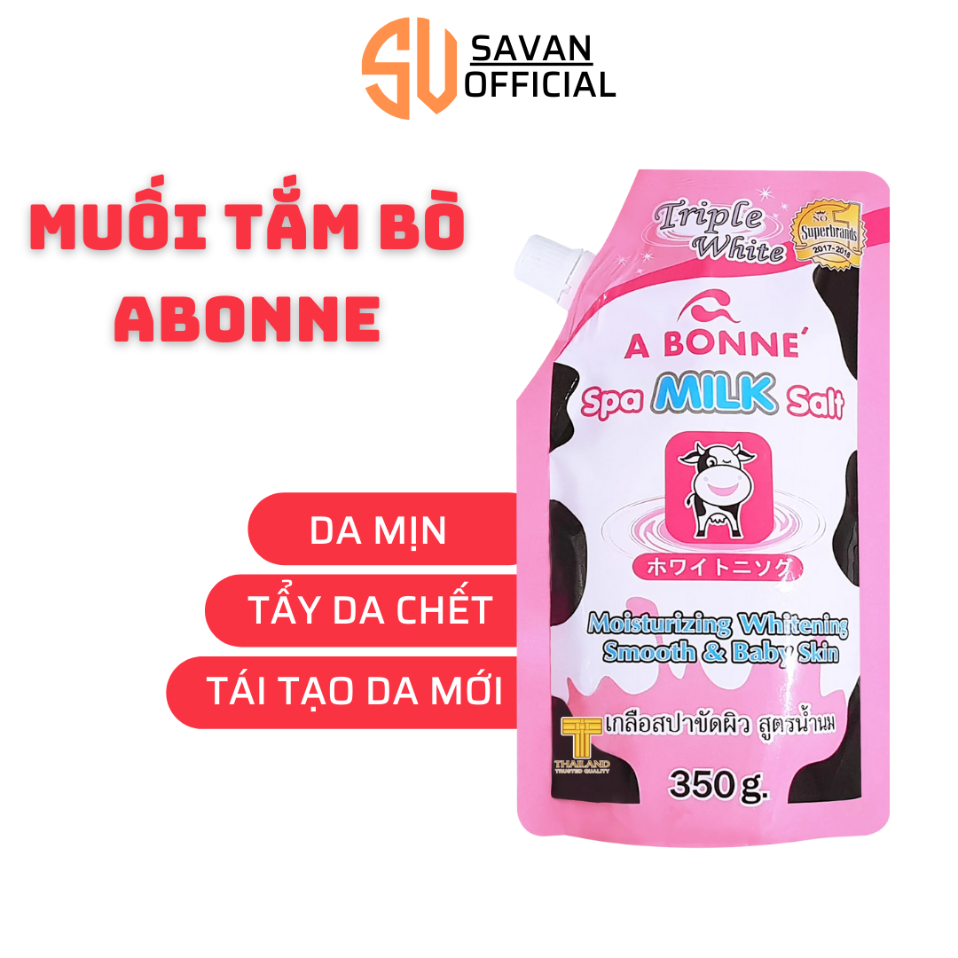 Muối tắm  A Bonne Spa Milk Salt Thái Lan 350gr , muối tắm tẩy tế bào chết thái lan thương hiệu abonne