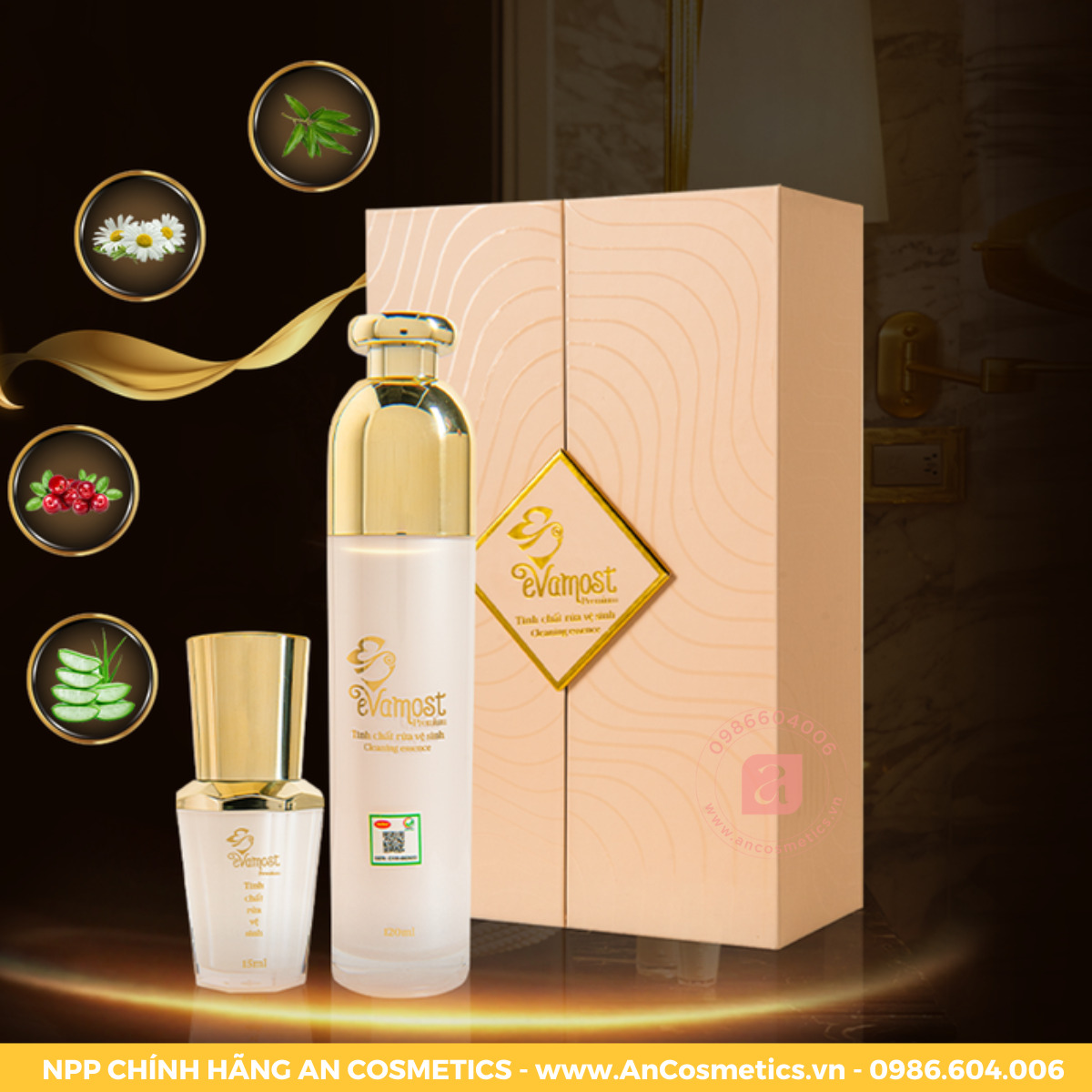 Tinh chất vệ sinh evamost premium chính hãng, dùng được cho cả nam và nữ, làm hồng, trẻ hóa