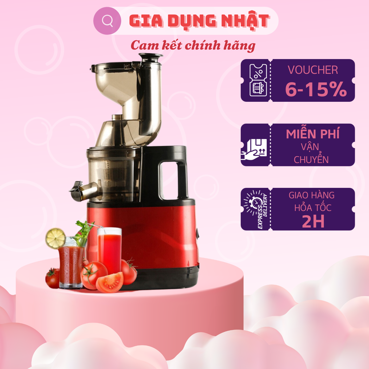 Máy ép chậm Camel miệng ép lớn, ép trái cây tiện dụng, kiệt bã, công suất 150W bảo hành 6 tháng
