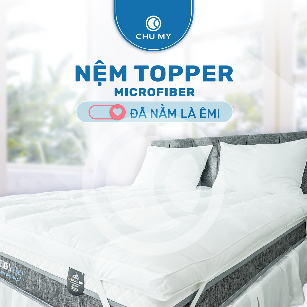 Topper khách sạn 5 sao – Nệm Topper bông Microfiber cao cấp – Tấm làm mềm nệm - Topper lông vũ nhân tạo