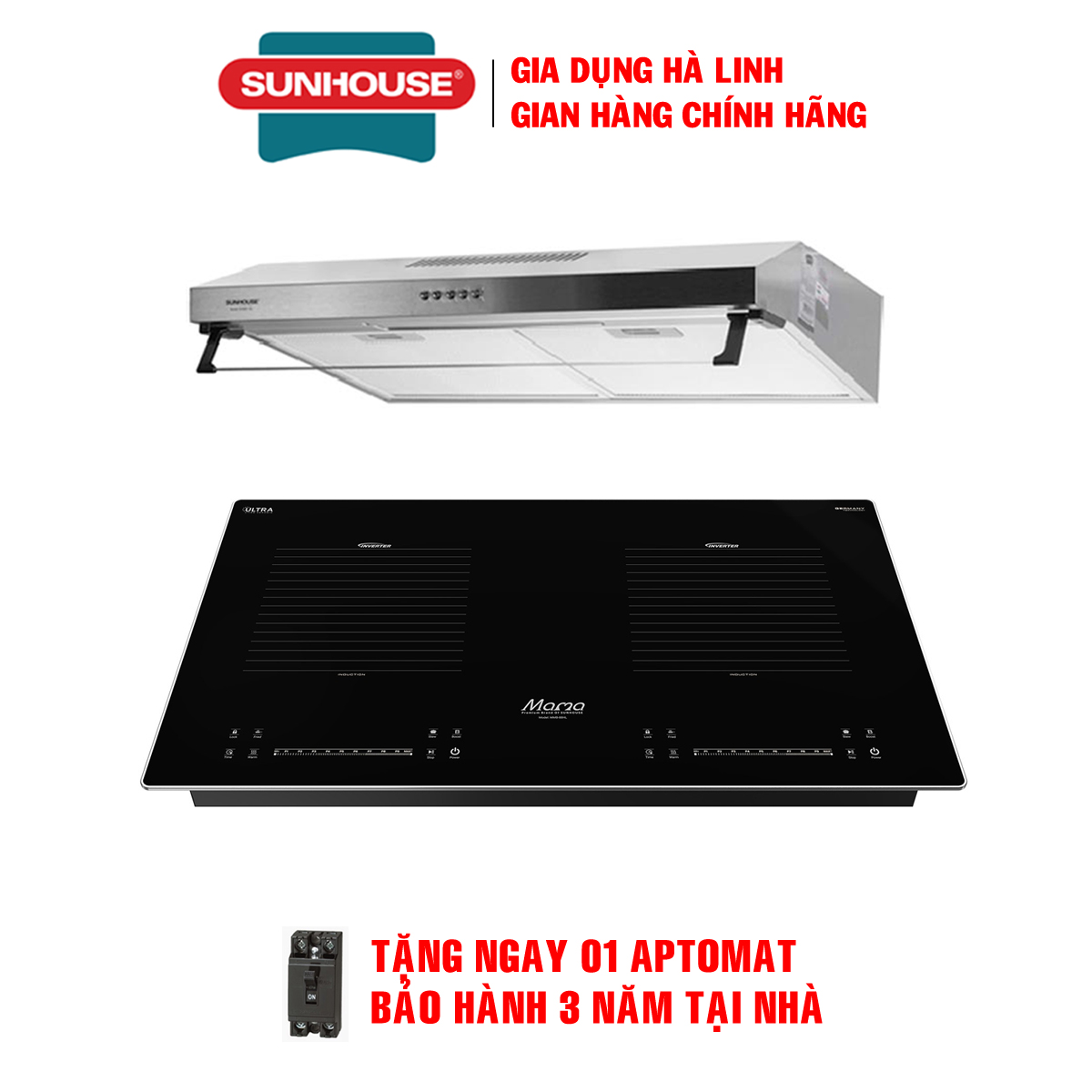   Trả góp 0% Combo Bếp điện từ đôi Sunhouse mama MMB-88HL + Máy hút mùi Sunhouse SHB6118i - Bếp từ đôi bảo hành 36 tháng Máy hút mùi bảo hành 18 tháng tại nhà 
