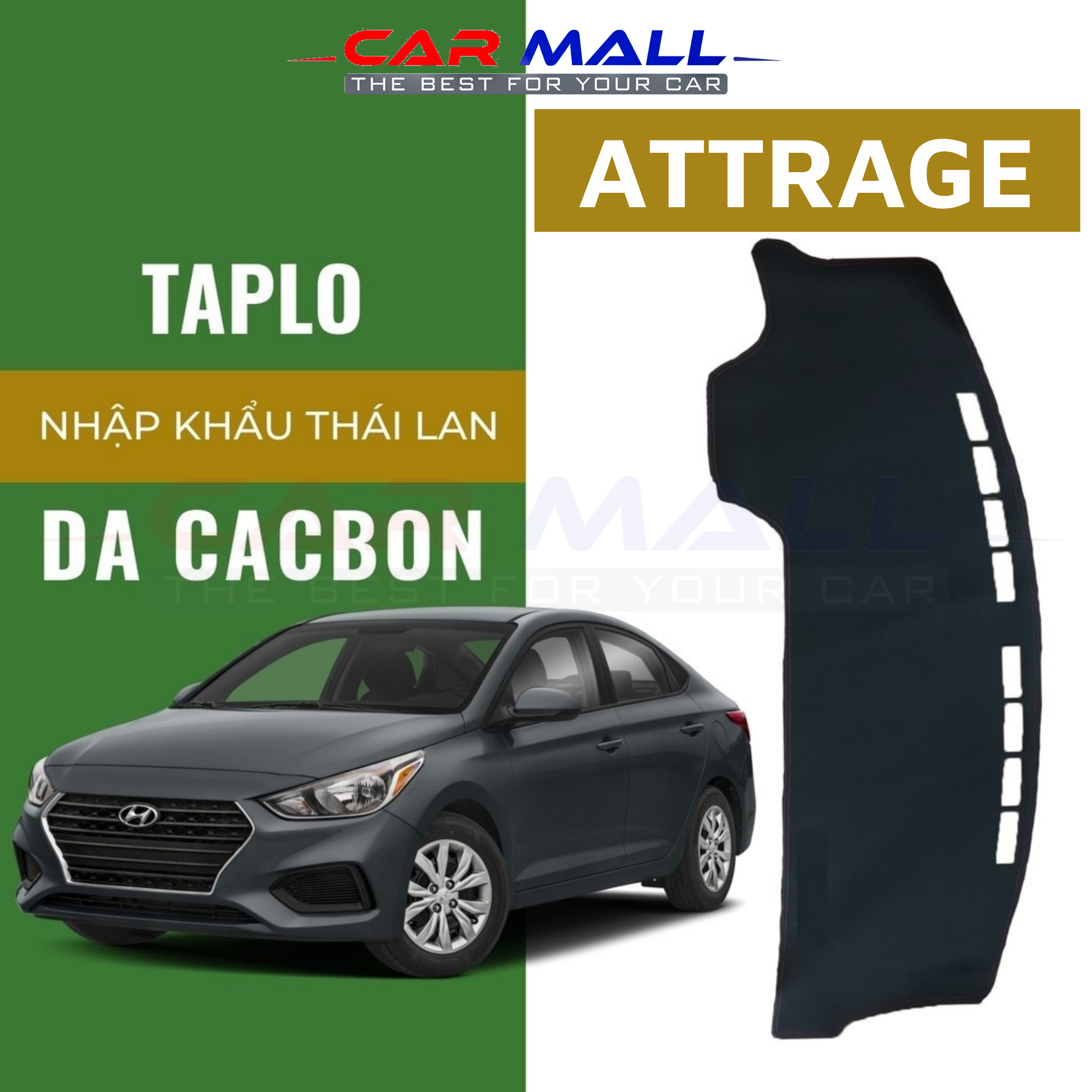Thảm taplo mitsubishi attrage 2015-2021 da vân cacbon, thảm phủ taplo, taplo cacbon, taplo da