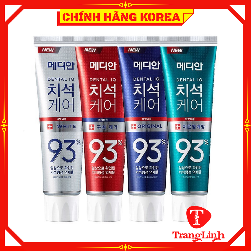 Kem đánh răng Median 93% Số 1 hàn quốc, tuýp 120gr - Tẩy trắng răng, Thơm miệng, Chống sâu răng, tranglinh
