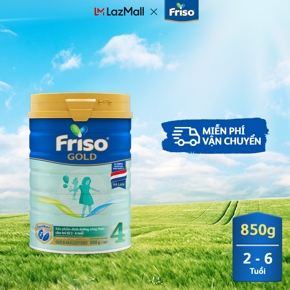 Sữa Bột Friso Gold 4 lon thiếc 850G cho trẻ từ 2-6 tuổi