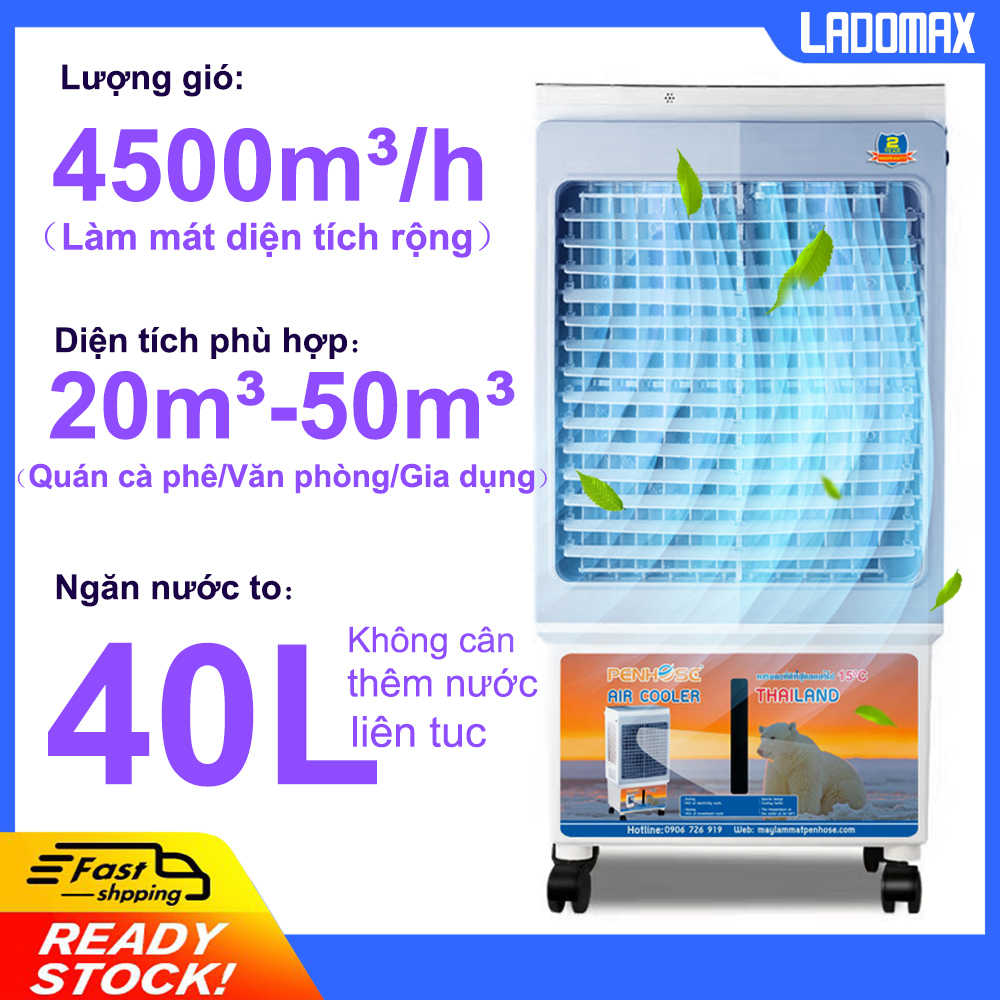 Quạt điều hòa hơi nước ladomax ph-45an inverter tặng 2 viên đá khô quạt thái siêu mát 100% tiết kiệm điện