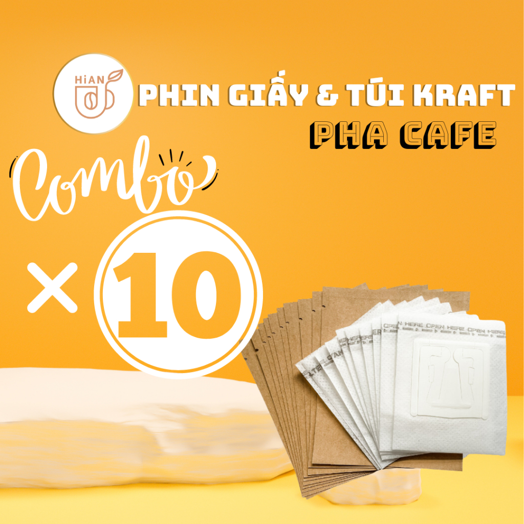 Combo 10 Phin giấy và túi kraft cà phê du lịch thuận tiện, phin giấy pha cà phê, phin giấy pha trà