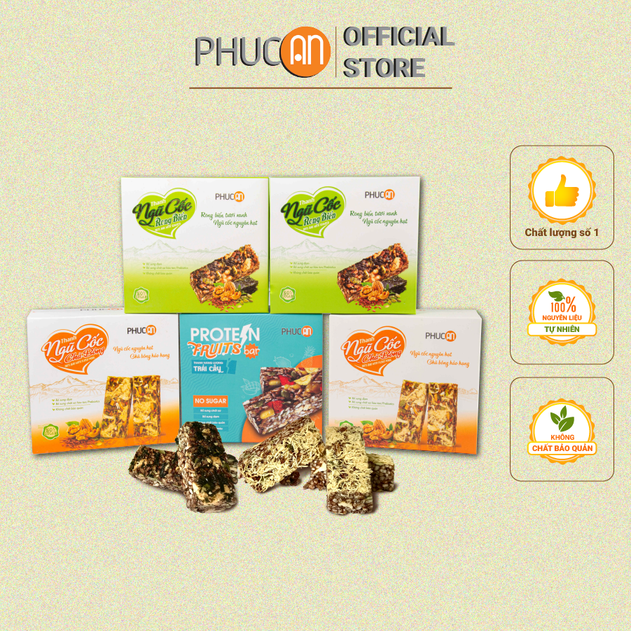 Combo 5 hộp thanh ngũ cốc dinh dưỡng Phúc An đủ vị- hộp 110gram
