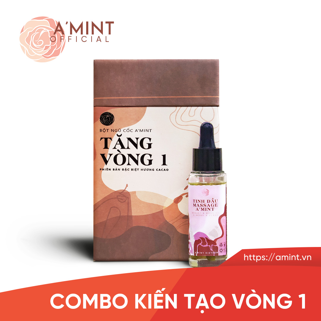 [HCM]Combo Tinh dầu Massage + Ngũ cốc Tăng vòng 1 vị Cacao Amint (Tặng kèm quà + Cẩm nang + Thực đơn + Video ấn huyệt) | AMINT | AMINT VIETNAM