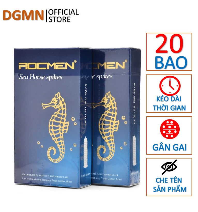 Freeship Bộ 2 hộp Bao cao su gân gai kéo dài thời gian ROCMEN