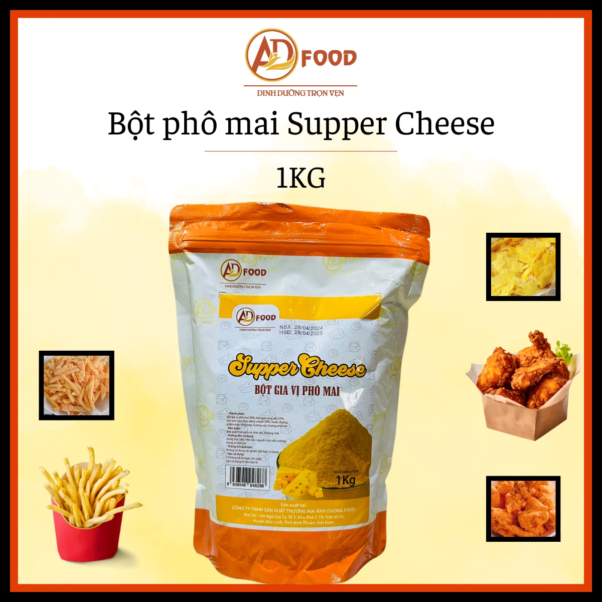  Bột phô mai Supper Cheese 1KG màu vàng chuyên dùng cho các món nướng chiên lắc làm xốt siêu tiện lợi thơm ngon đậm vị 