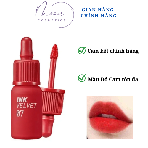 Son kem lì peripera ink velvet tint, son ink 07 - đỏ cam