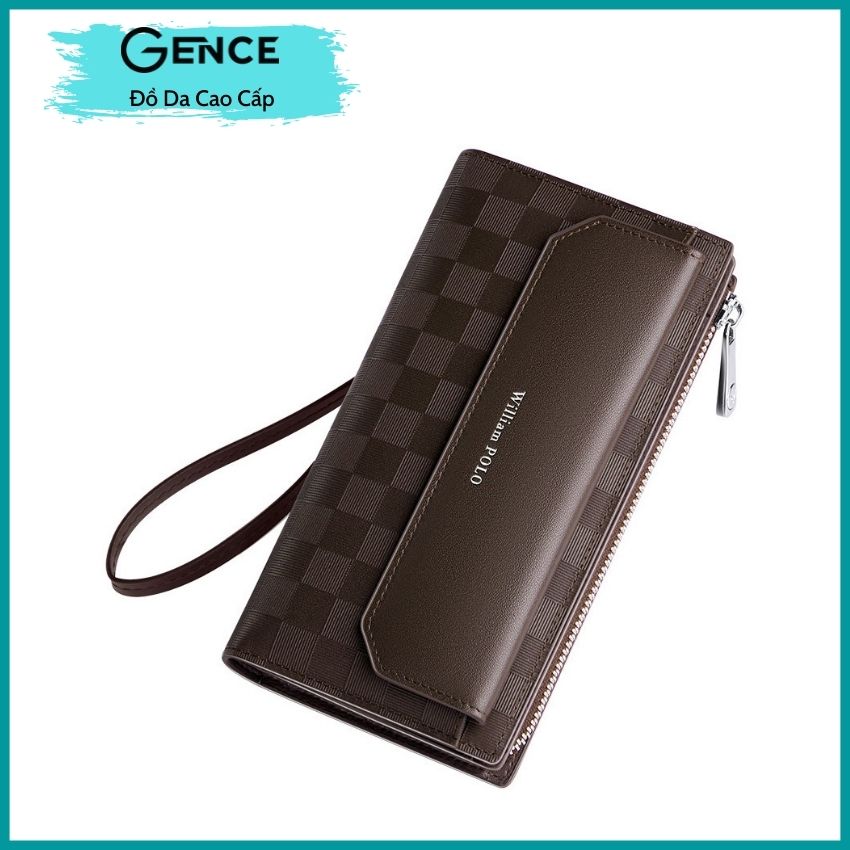 Ví Da Nam Cầm Tay Thời Trang Wiliam PoLo, Ví Nam Cầm Tay Da Bò Thật PL08