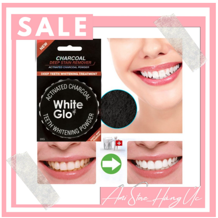 Bột than hoạt tính trắng răng white glo activated charcoal whitening powder