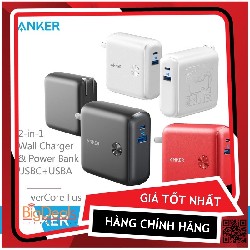 Củ sạc tường kiêm pin sạc dự phòng Anker PowerCore Fusion 10000mAh USB-C dùng lướt
