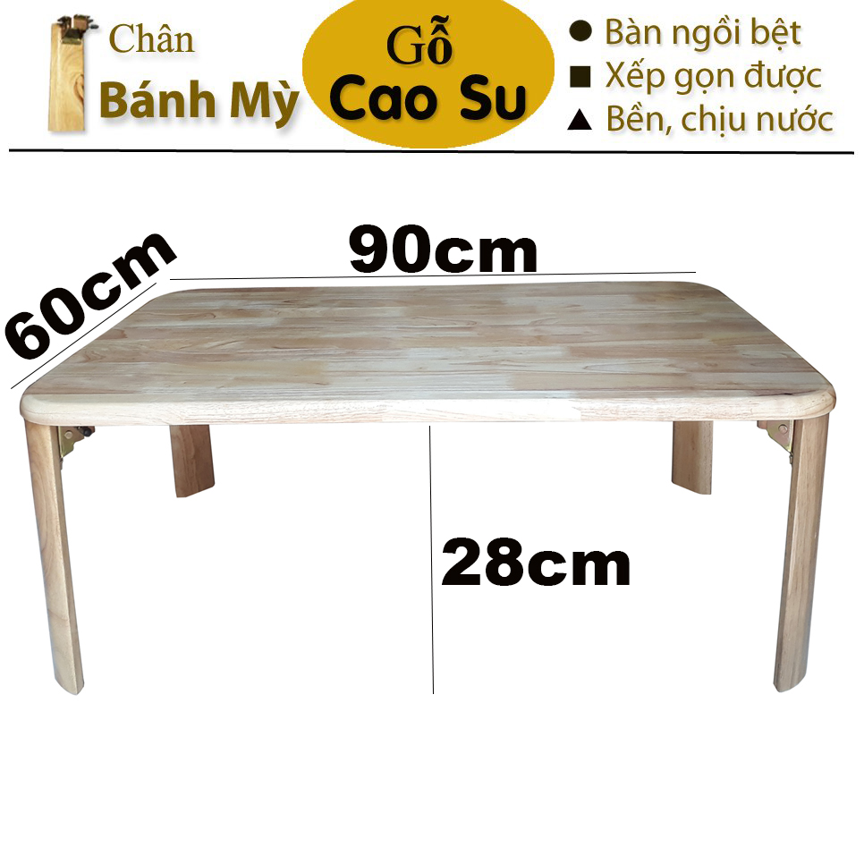[HCM]Bàn trà/sofa chân xếp gọn 90x60x28cm bằng gỗ