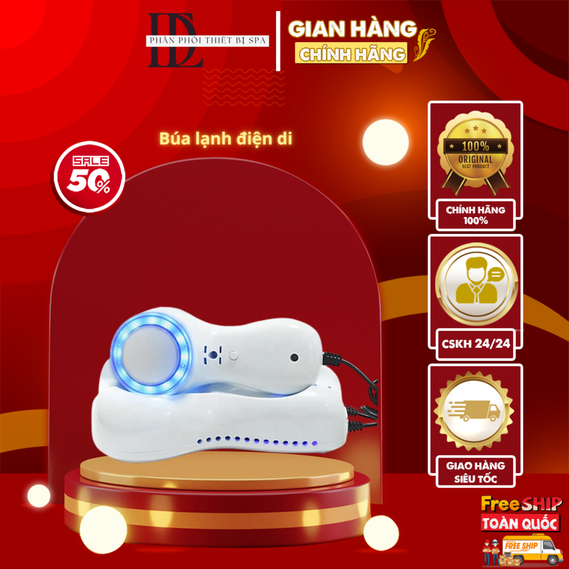 Búa lạnh massage mặt, điện di, đẩy tinh chất, chăm sóc da mặt