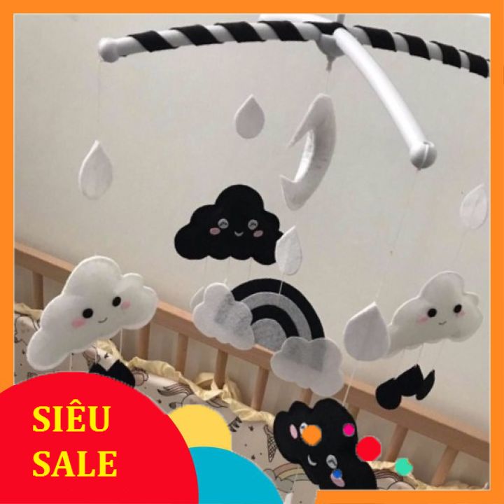 [Hàng Handmade] Treo nôi đen trắng hình mây sao cho bé 0 - 5m giúp  kích thích thị giác cho bé