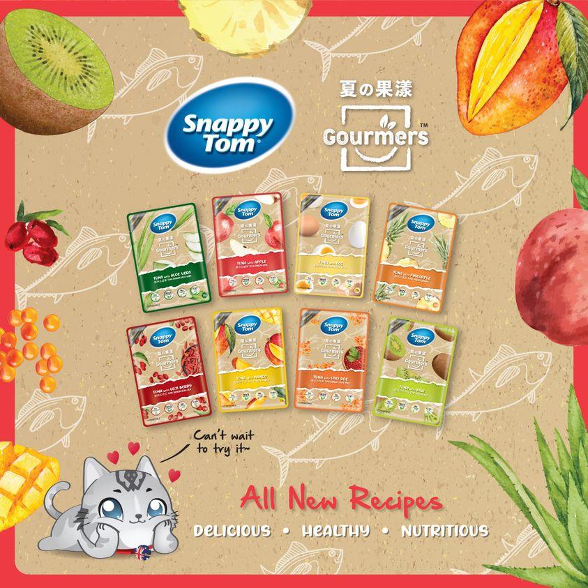 Pate snappy tom premium gourmet cho mèo sành ăn gói 70gr, pate snappy tom vị trái cây cho mèo