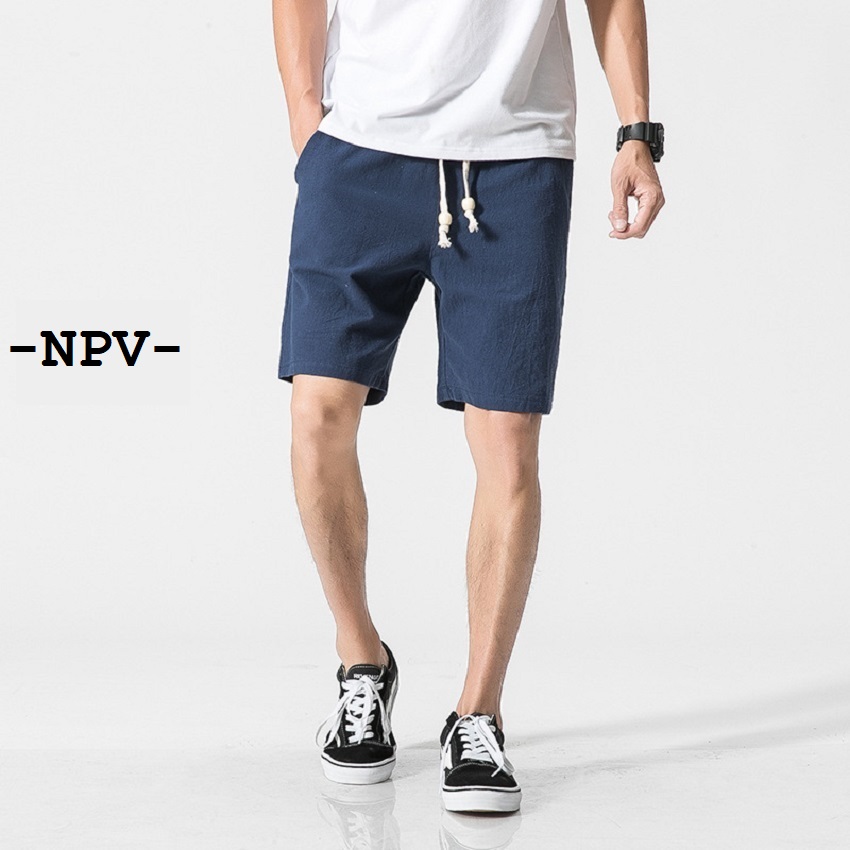 Quần sooc đũi nam NPV chất đũi mềm mát quần short thể thao chuẩn form cạp chun dây rút